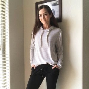 Gray striped boyfriend hoodie